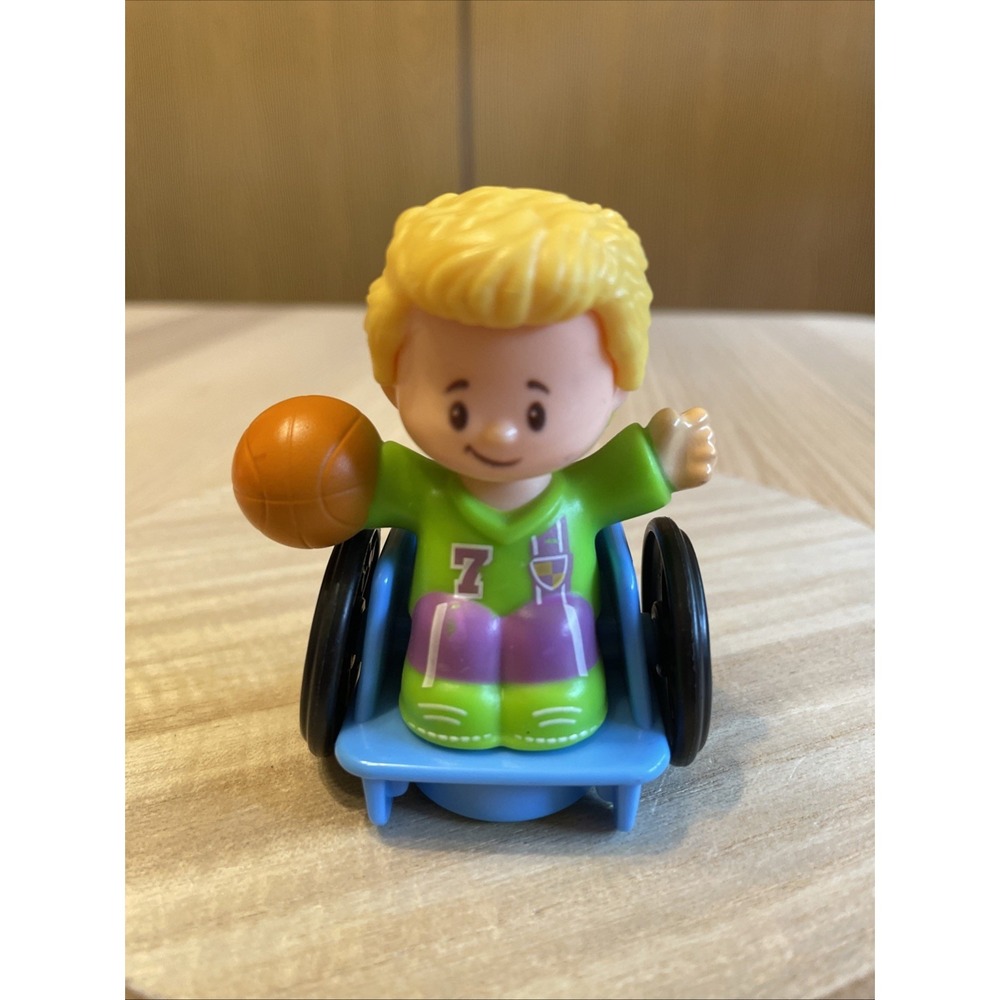Fisher Price Little People Boy in Wheelchair with Basketball School Bus Figure
